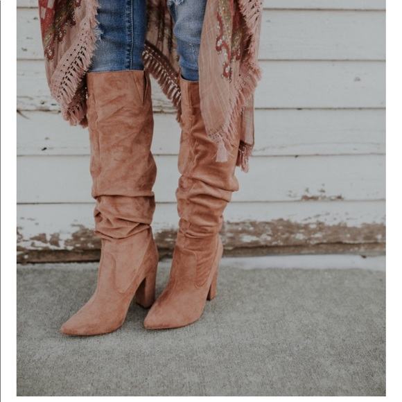vici Shoes - Tan faux suede scrunch boot - never worn vici Shoes - Tan faux suede scrunch boot - never worn